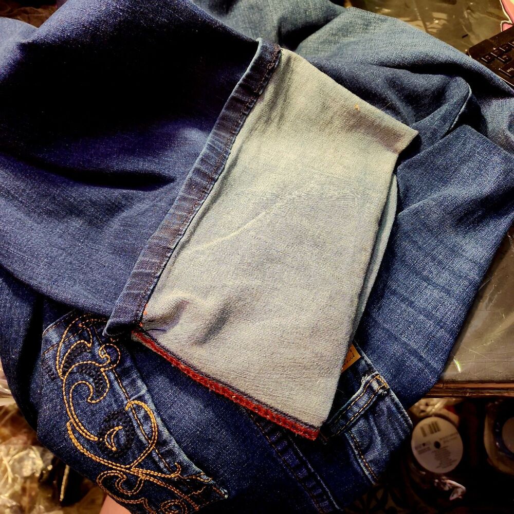 Suzanne Betro Jeans sz 18 Wide Crop High Water Red Stitch - Picture 8 of 11